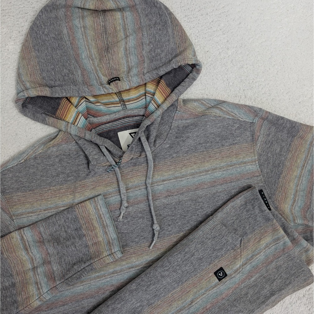 Vissla Long‎ Sleeve Striped Pullover Hoodie Lightweight Mens Small Pastel